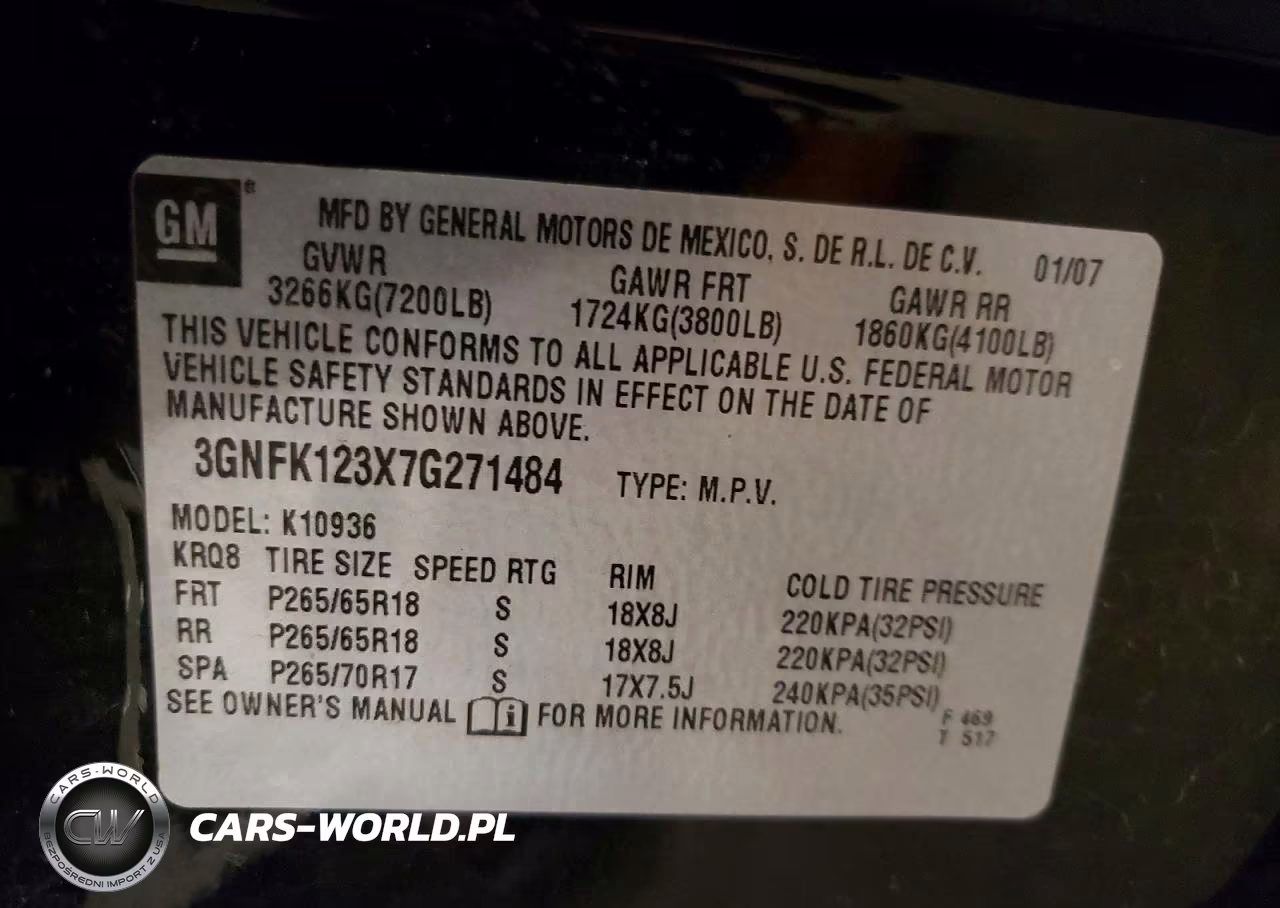 2007 Chevrolet Avalanche K1500 VIN:3GNFK123X7G271484 - 12