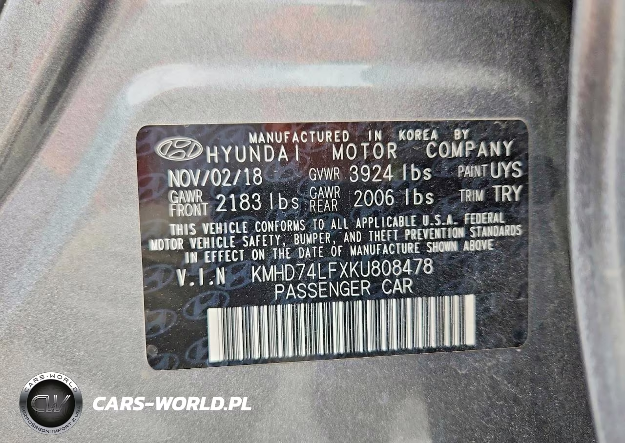2019 Hyundai Elantra Se VIN:KMHD74LFXKU808478 - 13