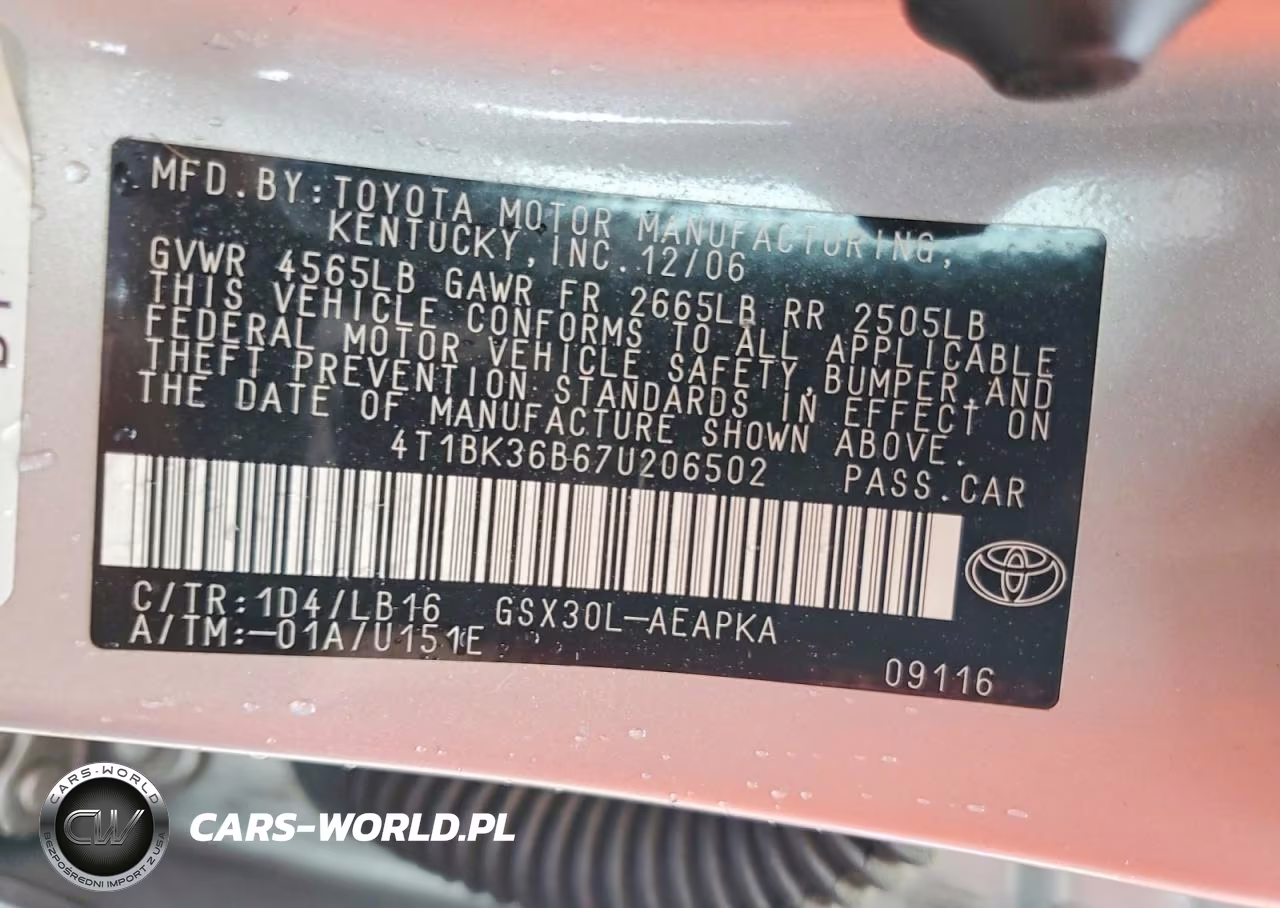 2007 Toyota Avalon Limited VIN:4T1BK36B67U206502 - 12