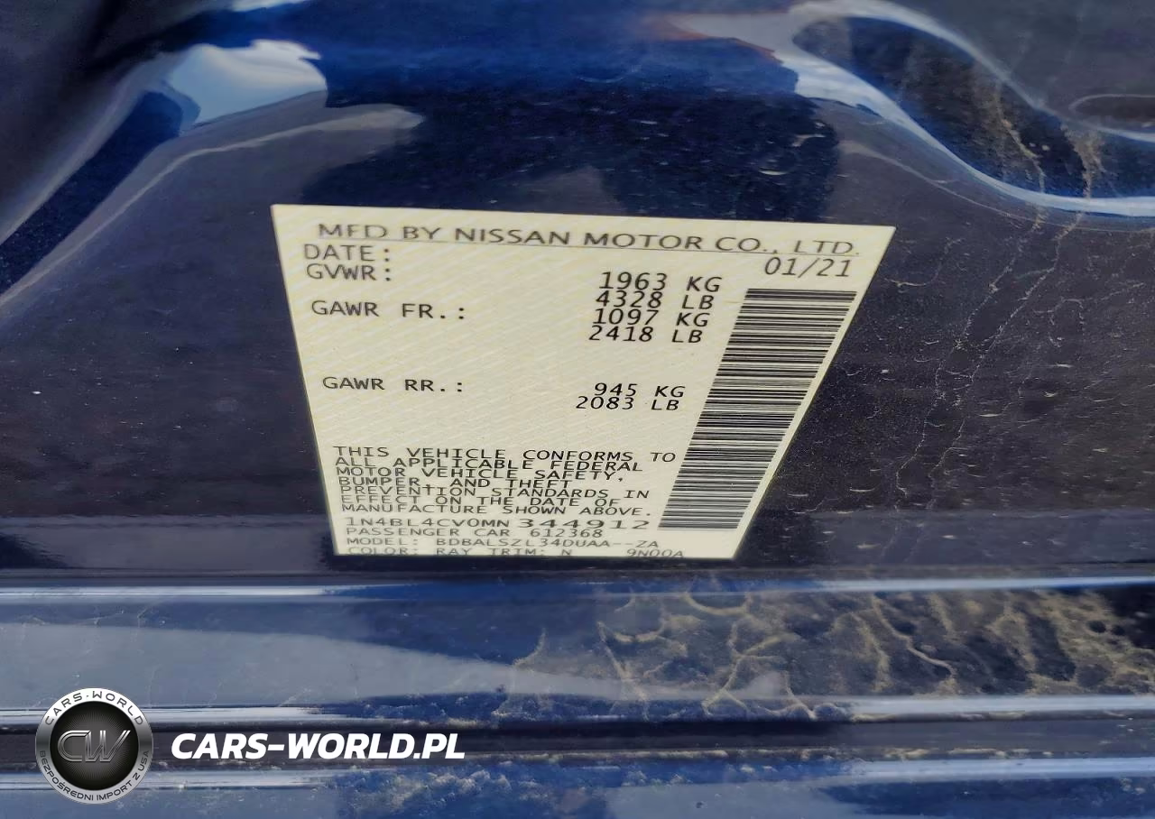 2021 Nissan Altima Sr VIN:1N4BL4CV0MN344912 - 12