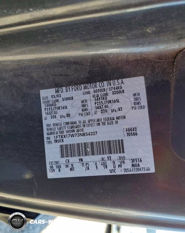 2003 Ford F150 VIN:1FTRX17W73NB54327 - 12