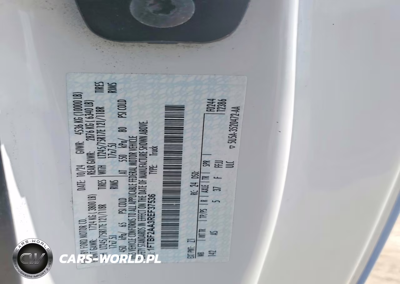2024 Ford F250 Super Duty VIN:1FTBF2AA3REF37536 - 12