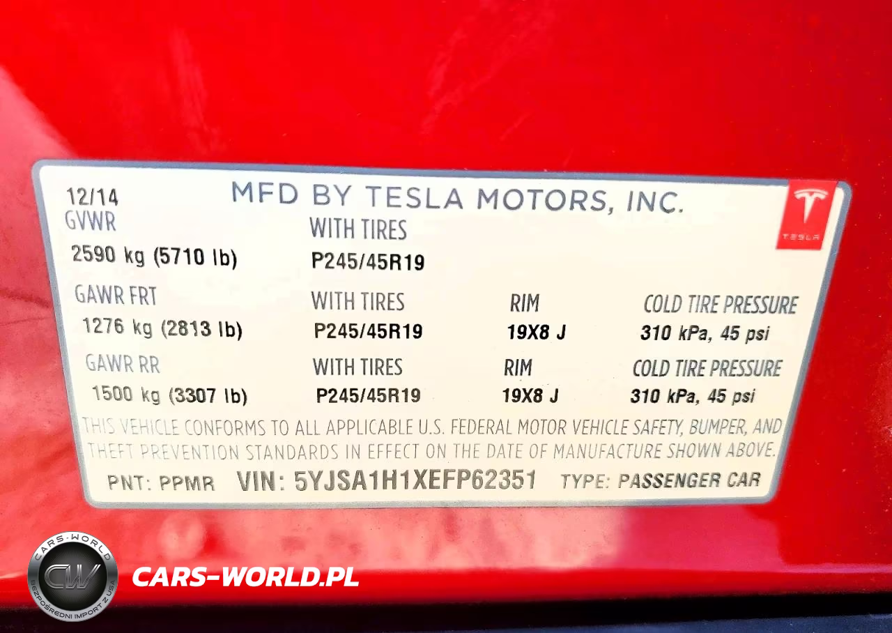 2014 Tesla Model S VIN:5YJSA1H1XEFP62351 - 12