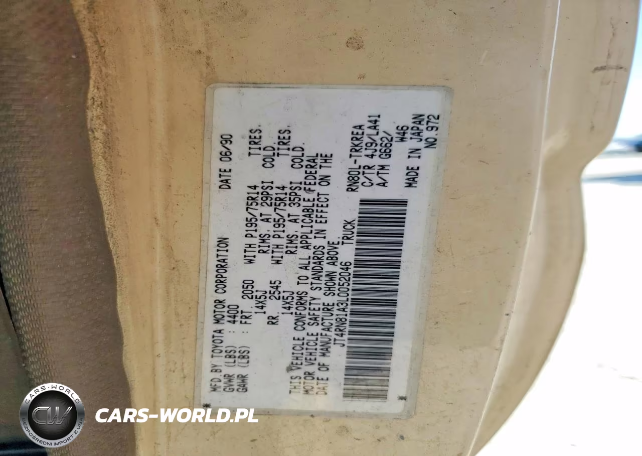 1990 Toyota Pickup Base VIN:JT4RN81A3L0052046 - 12