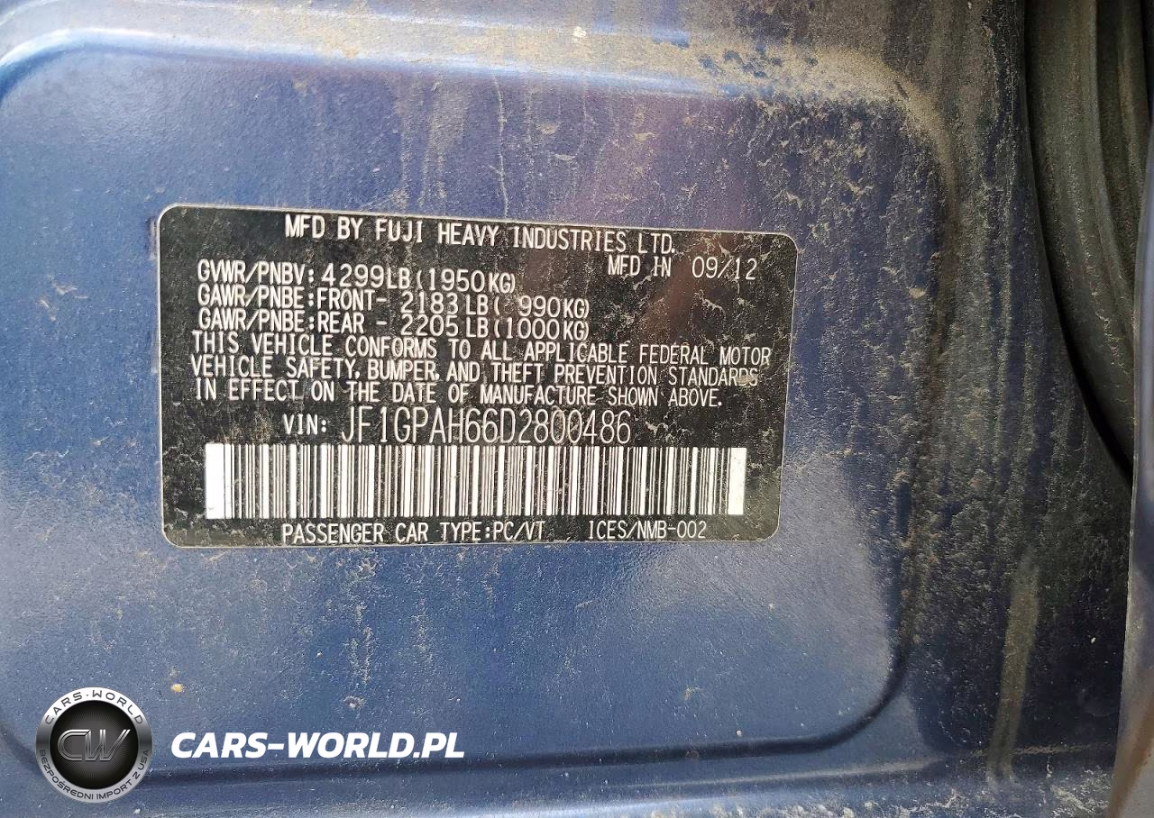 2013 Subaru Impreza Limited VIN:JF1GPAH66D2800486 - 13