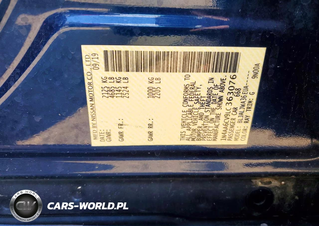 2020 Nissan Maxima Sv VIN:1N4AA6CV9LC363076 - 12