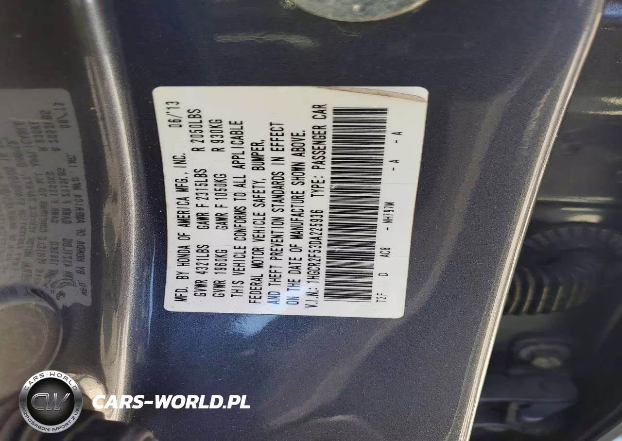 2013 Honda Accord Sport VIN:1HGCR2F53DA225936 - 13