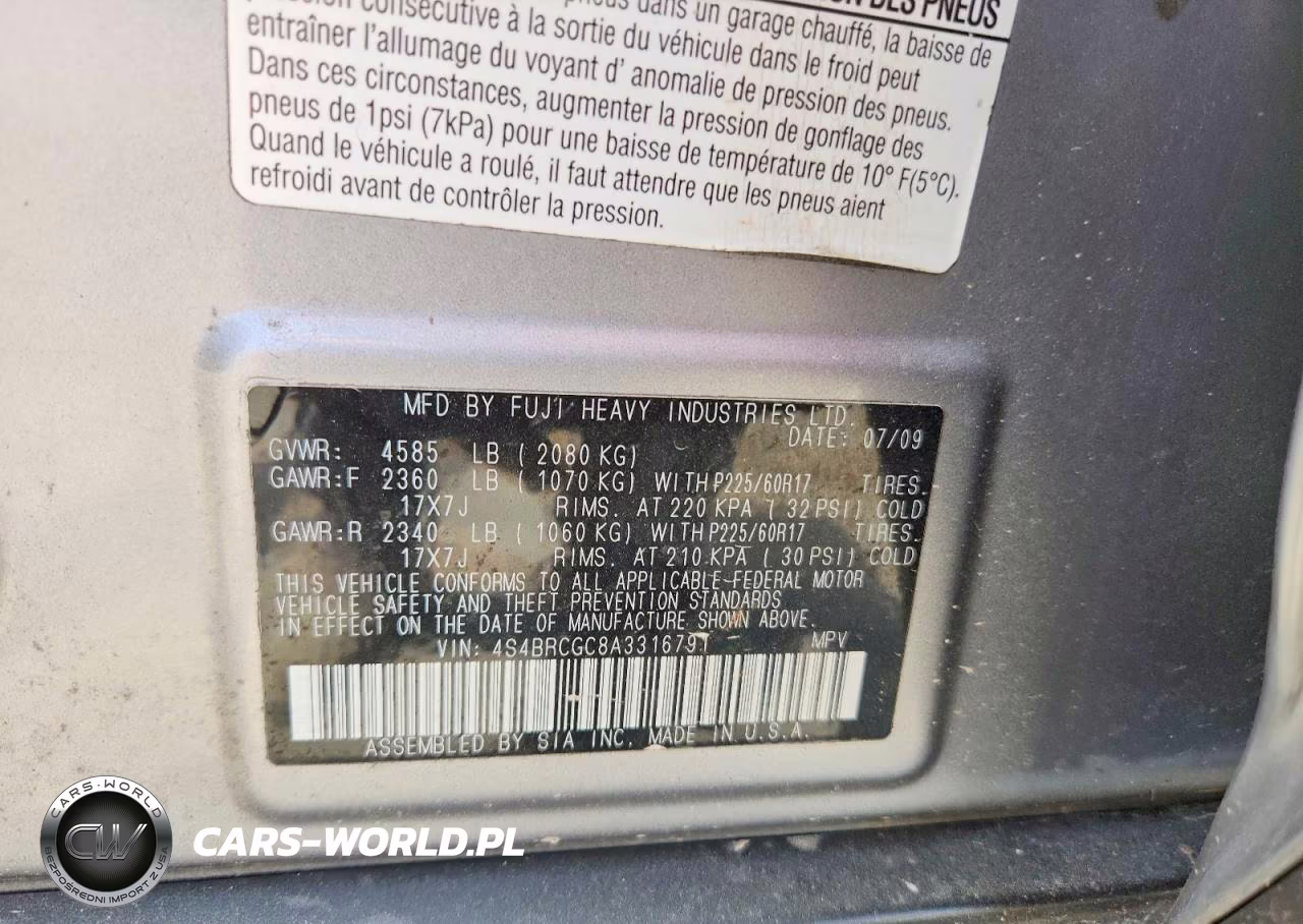 2010 Subaru Outback 2.5I Premium VIN:4S4BRCGC8A3316791 - 12