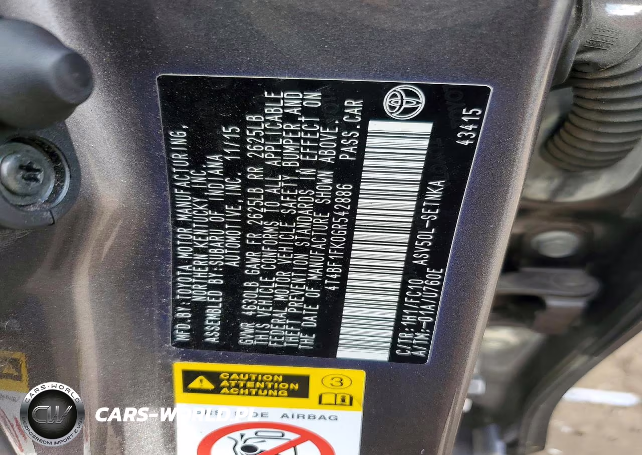 2016 Toyota Camry Le VIN:4T4BF1FK0GR542886 - 12
