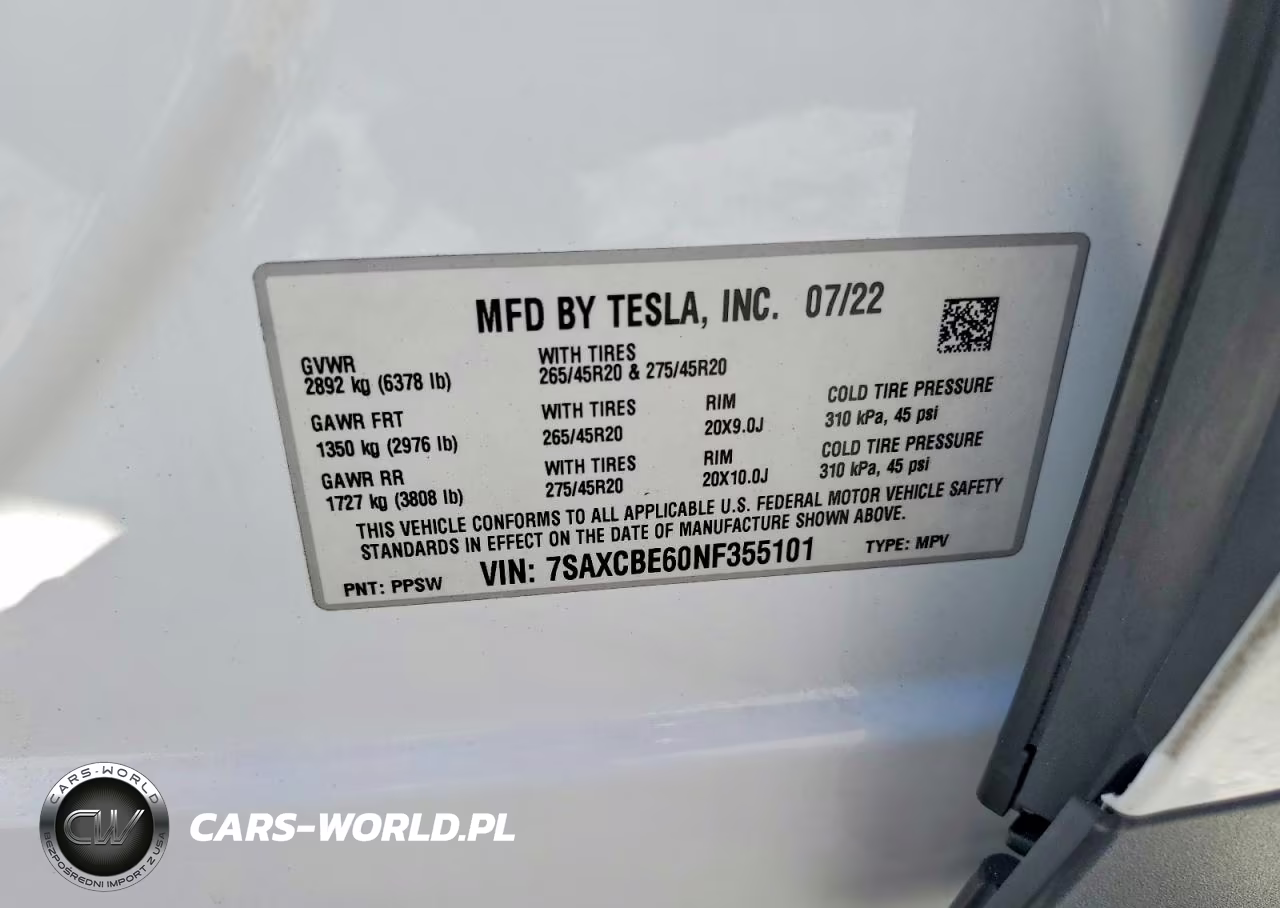 2022 Tesla Model X VIN:7SAXCBE60NF355101 - 13