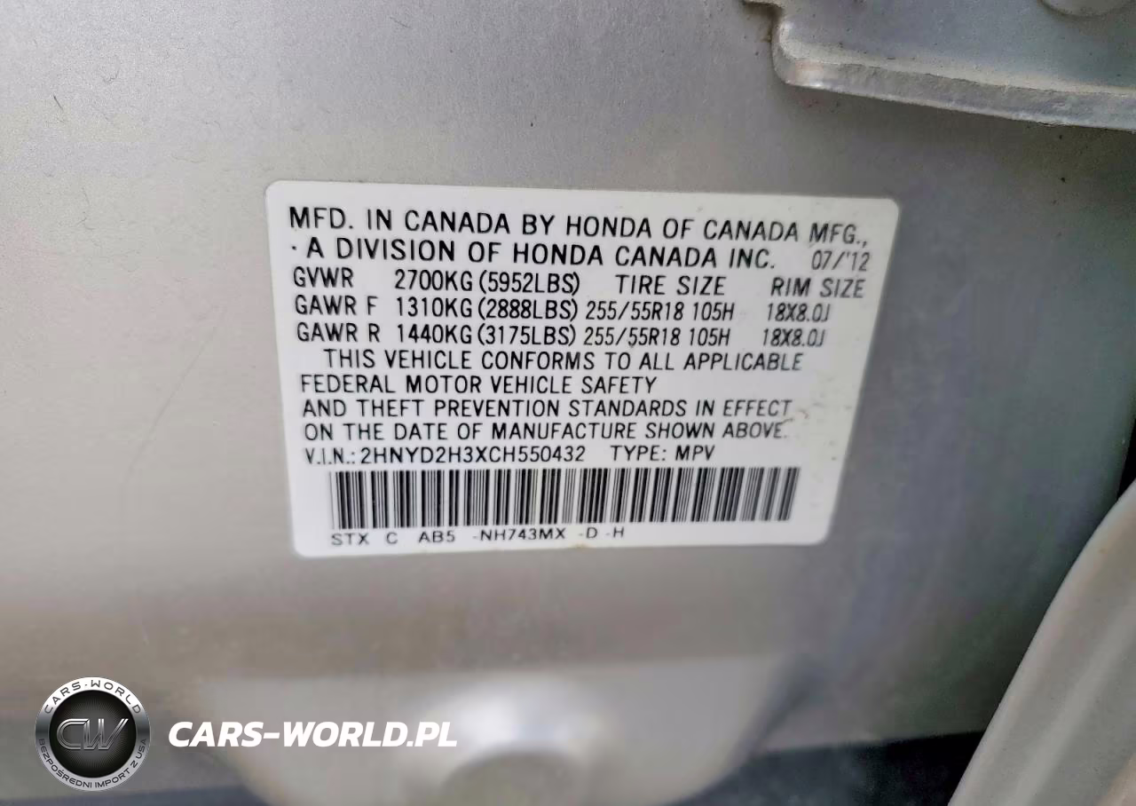 2012 Acura Mdx Technology VIN:2HNYD2H3XCH550432 - 12