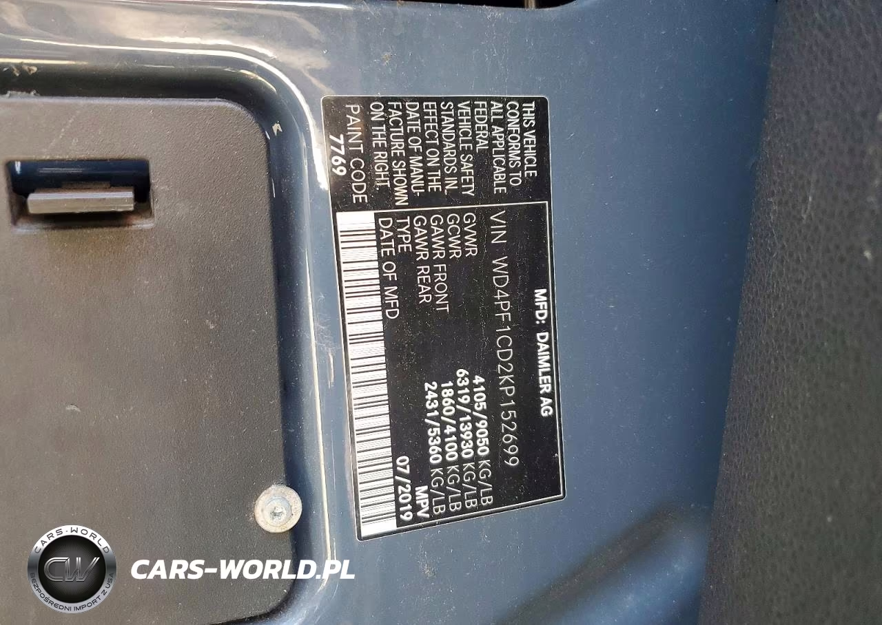 2019 Mercedes Benz Sprinter 2500 Delivery Van VIN:WD4PF1CD2KP152699 - 13