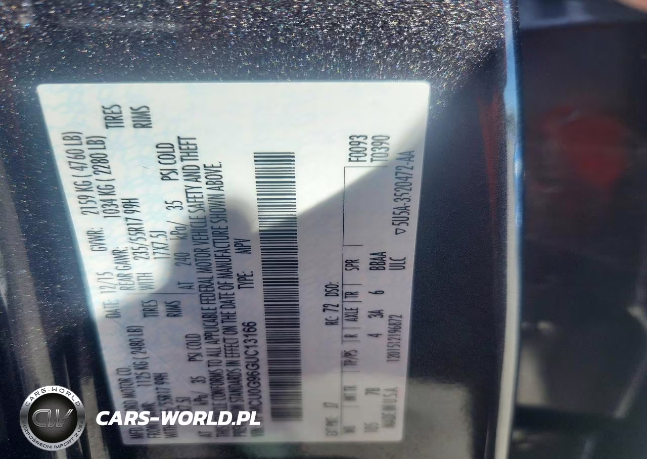 2016 Ford Escape Se VIN:1FMCU0G96GUC13166 - 12