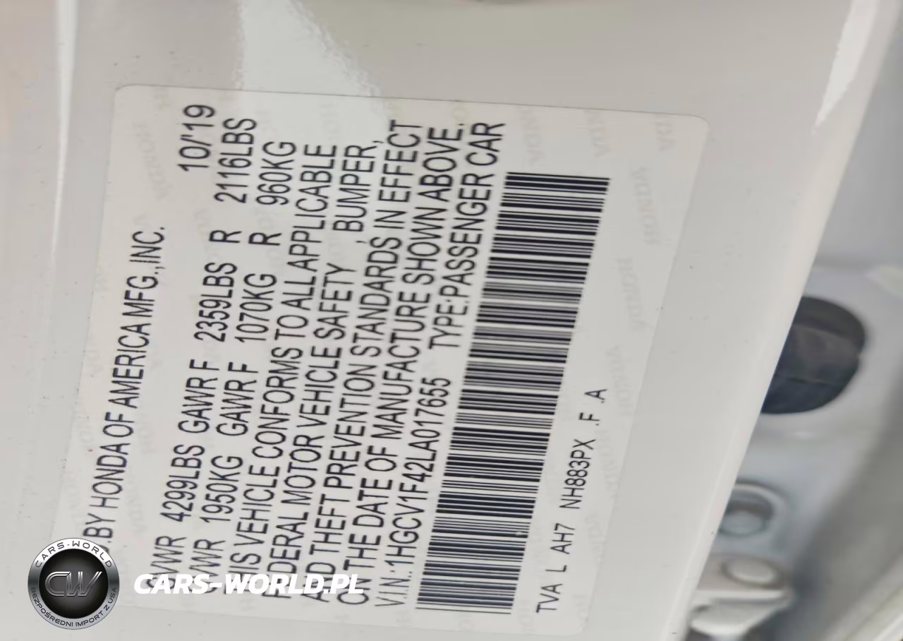 2020 Honda Accord Ex VIN:1HGCV1F42LA017655 - 13