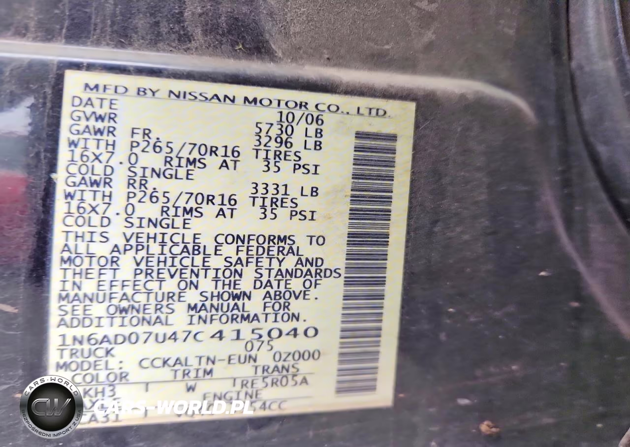 2007 Nissan Frontier Se VIN:1N6AD07U47C415040 - 12