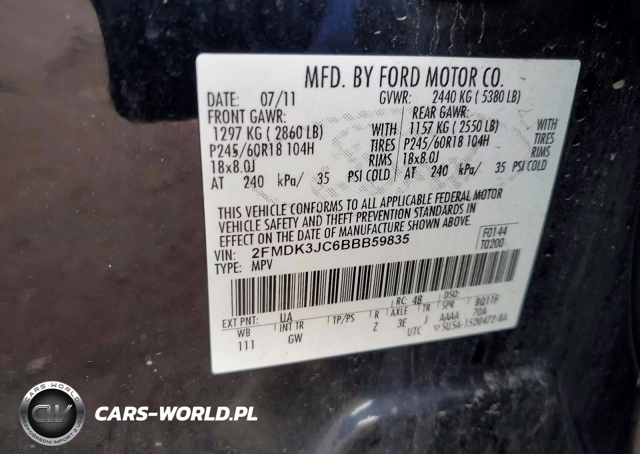 2011 Ford Edge Sel VIN:2FMDK3JC6BBB59835 - 13