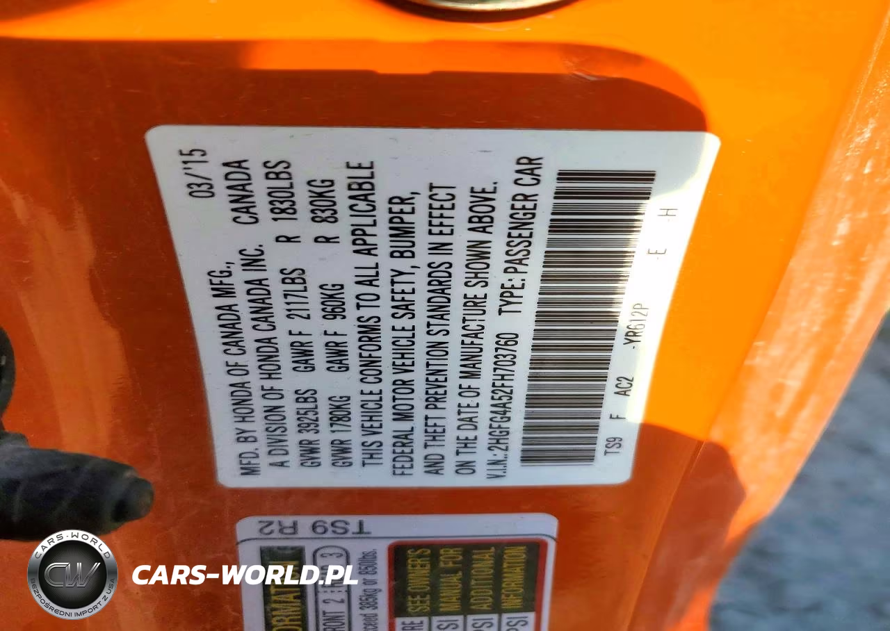 2015 Honda Civic Si VIN:2HGFG4A52FH703760 - 12