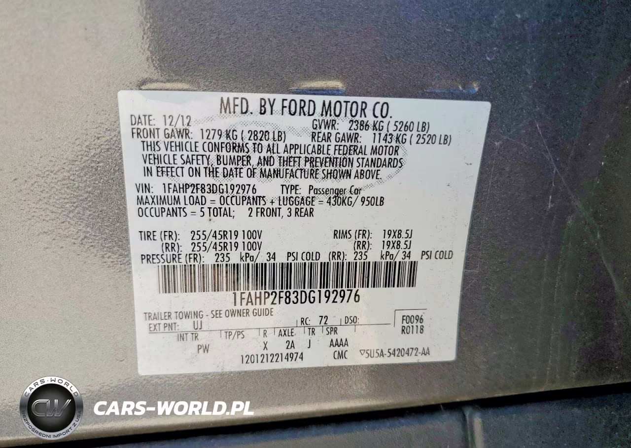 2013 Ford Taurus Limited VIN:1FAHP2F83DG192976 - 12