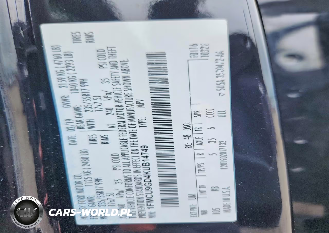 2019 Ford Escape Se VIN:1FMCU9GD4KUB14749 - 12