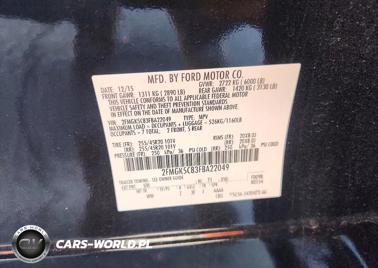 2015 Ford Flex Sel VIN:2FMGK5C83FBA22049 - 12