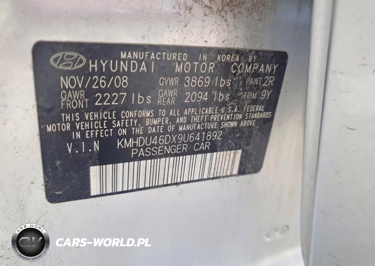 2009 Hyundai Elantra Gls VIN:KMHDU46DX9U641892 - 12
