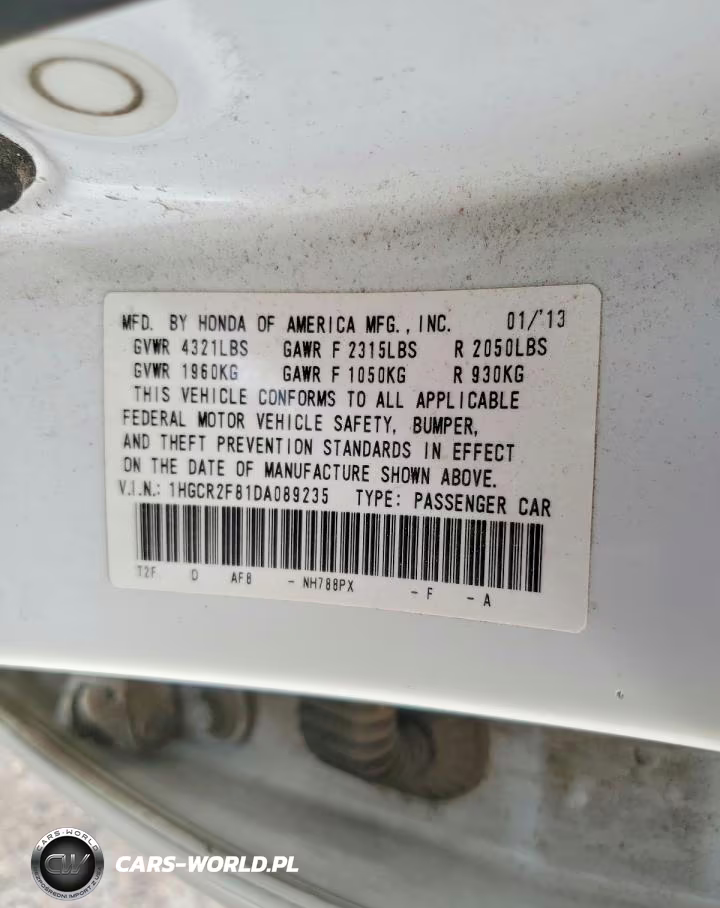 2013 Honda Accord Exl VIN:1HGCR2F81DA089235 - 12