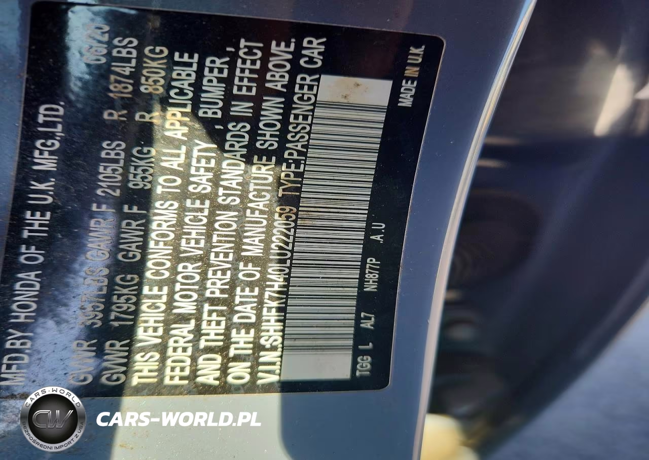 2020 Honda Civic Sport VIN:SHHFK7H40LU222059 - 12