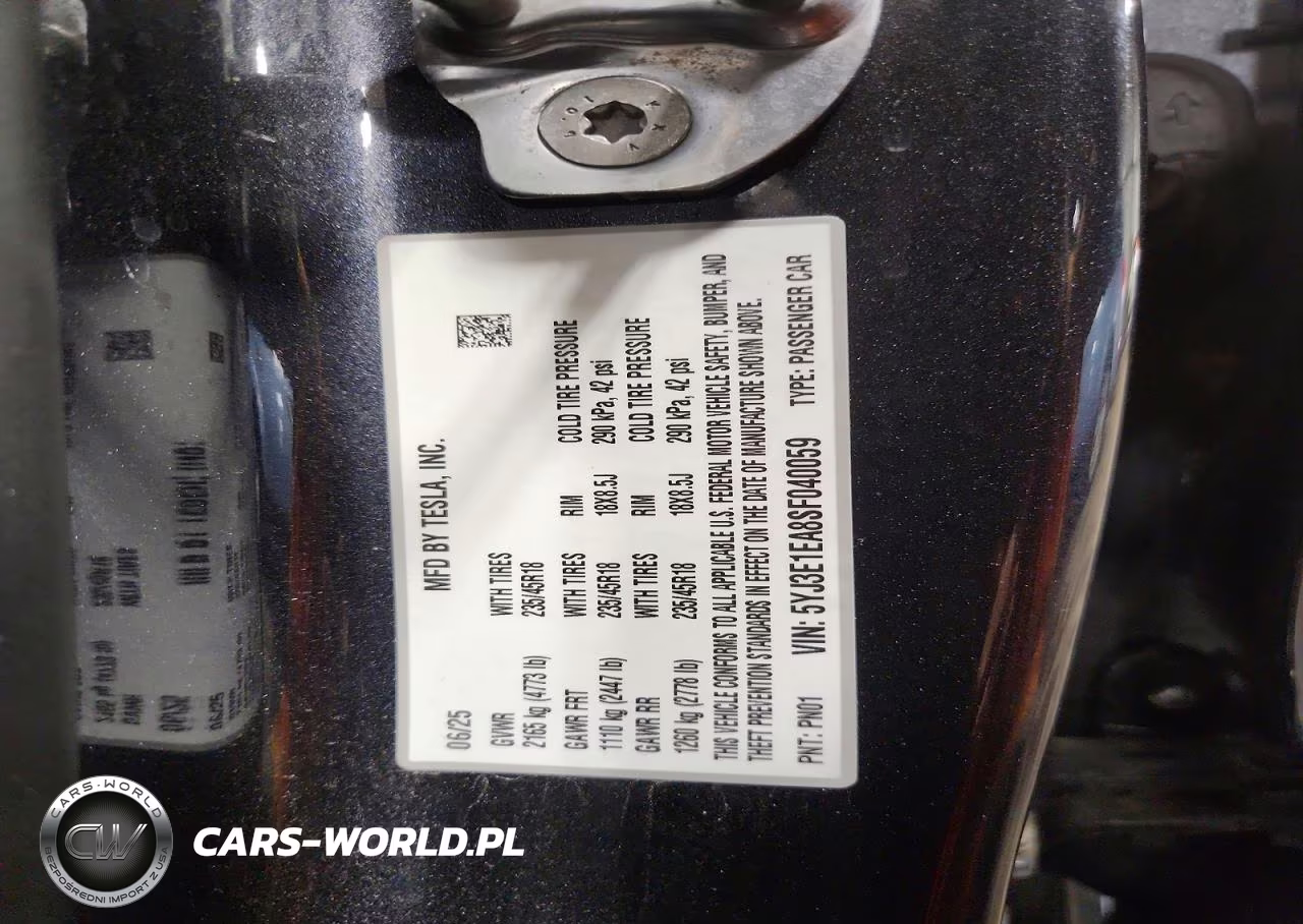 2025 Tesla Model 3 VIN:5YJ3E1EA8SF040059 - 13