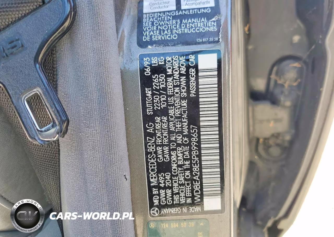 1993 Mercedes-Benz 300 E 2.8 VIN:WDBEA28E5PB998657 - 12