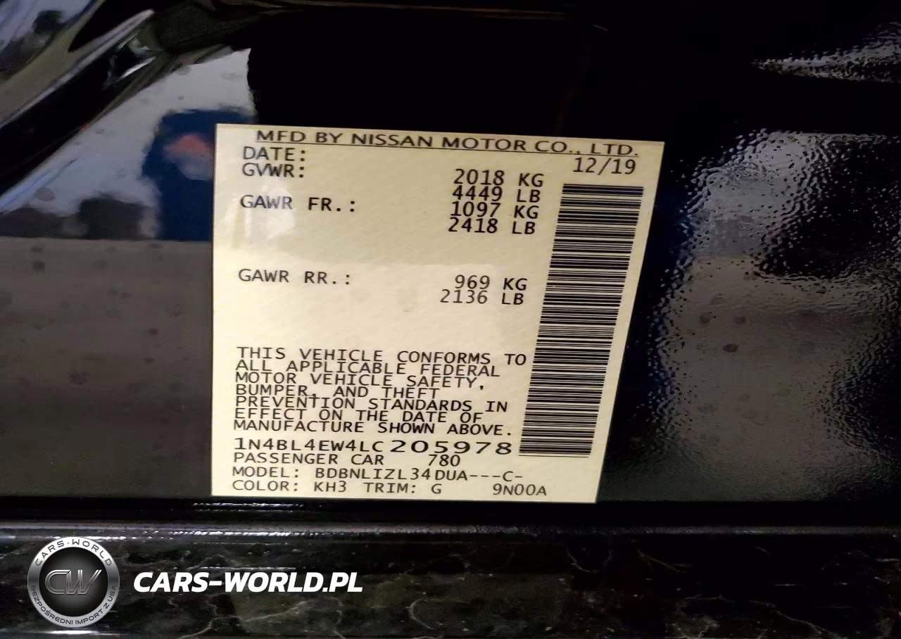2020 Nissan Altima Sl VIN:1N4BL4EW4LC205978 - 12