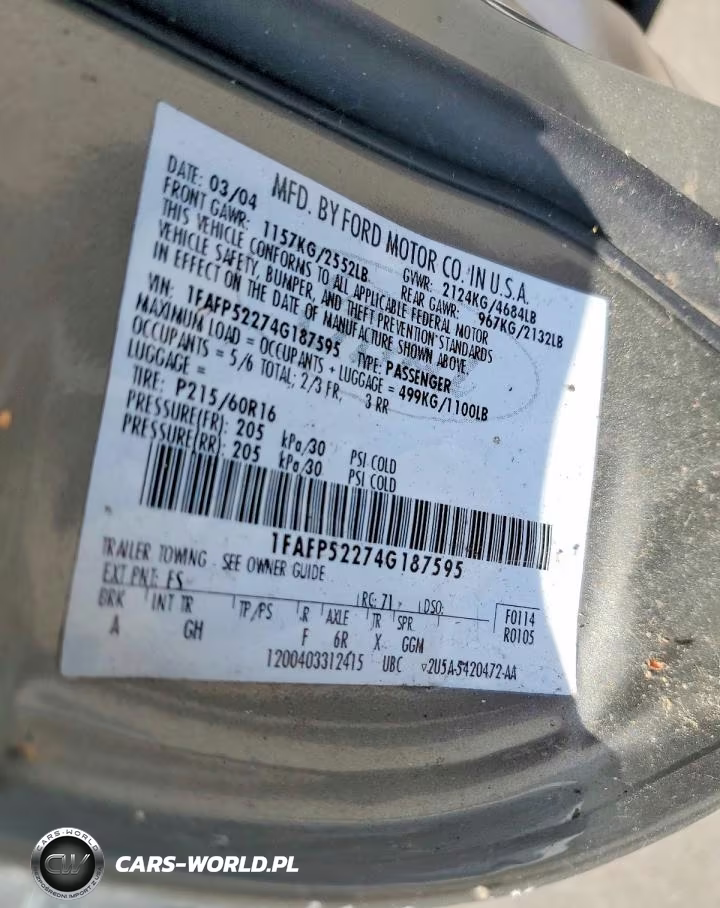 2004 Ford Taurus Lx VIN:1FAFP52274G187595 - 12