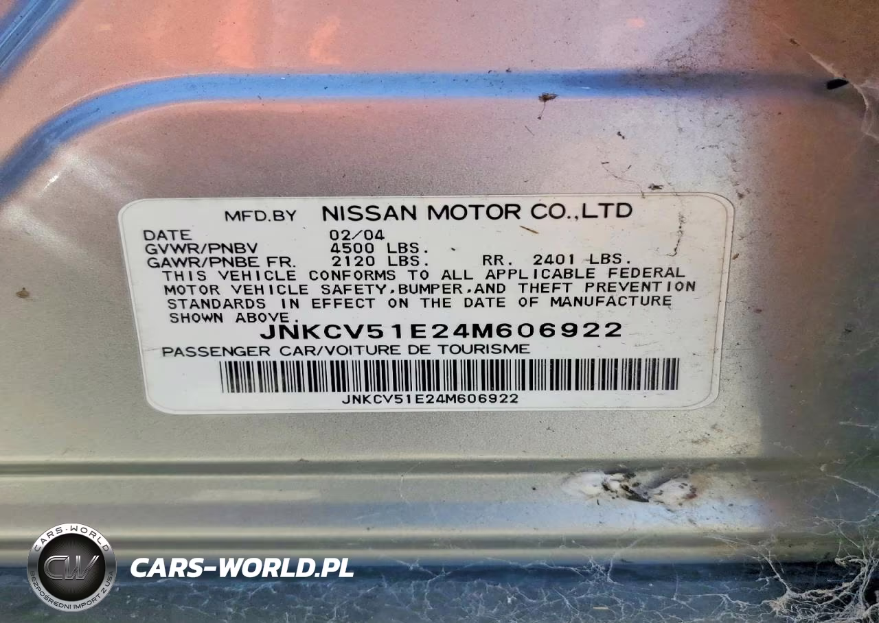 2004 Infiniti G35 Base VIN:JNKCV51E24M606922 - 12