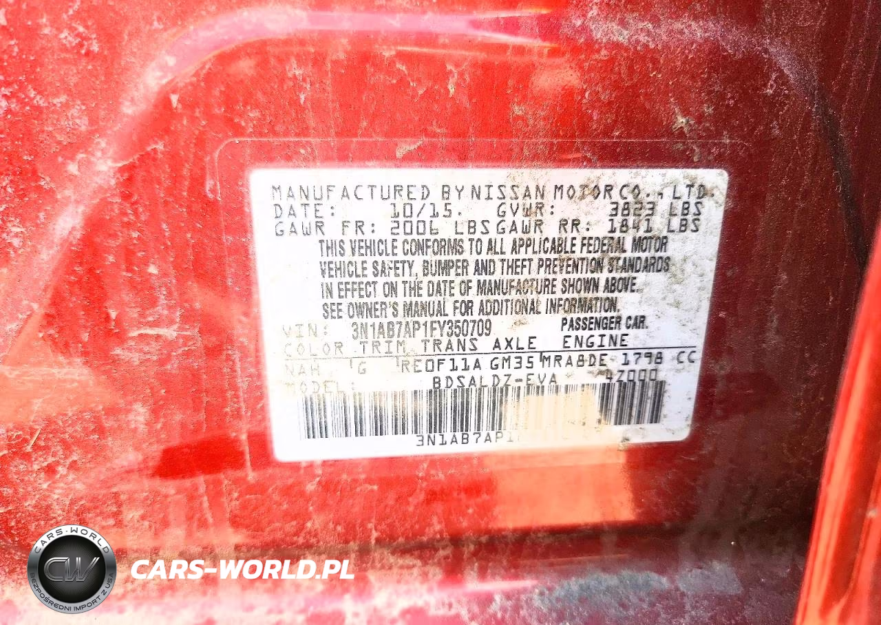 2015 Nissan Sentra Sv VIN:3N1AB7AP1FY350709 - 12