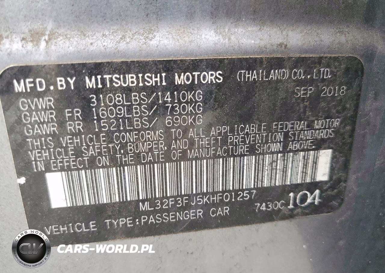 2019 Mitsubishi Mirage G4 Es VIN:ML32F3FJ5KHF01257 - 12