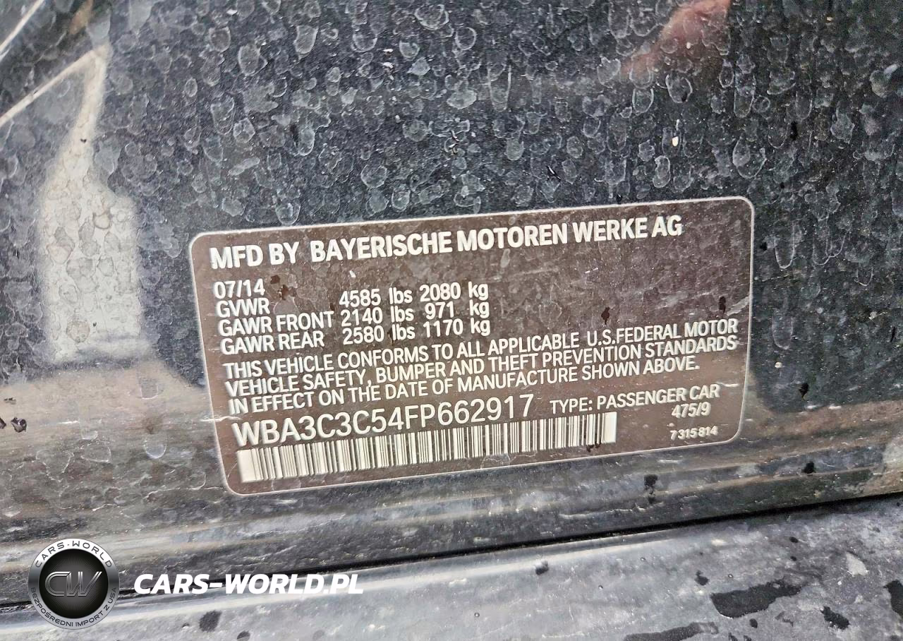 2015 BMW 320 I xDrive VIN:WBA3C3C54FP662917 - 12