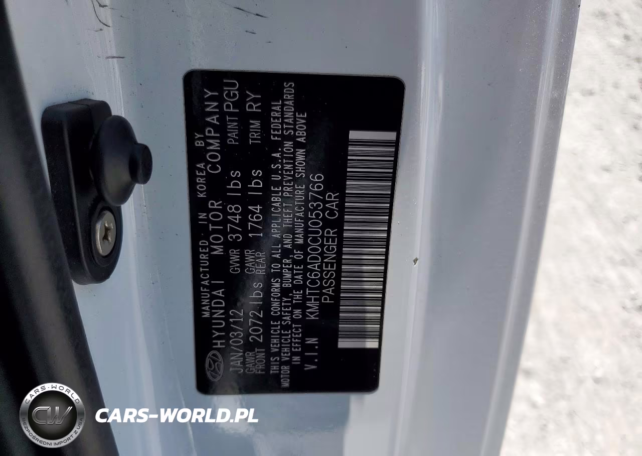 2012 Hyundai Veloster Base VIN:KMHTC6AD0CU053766 - 12