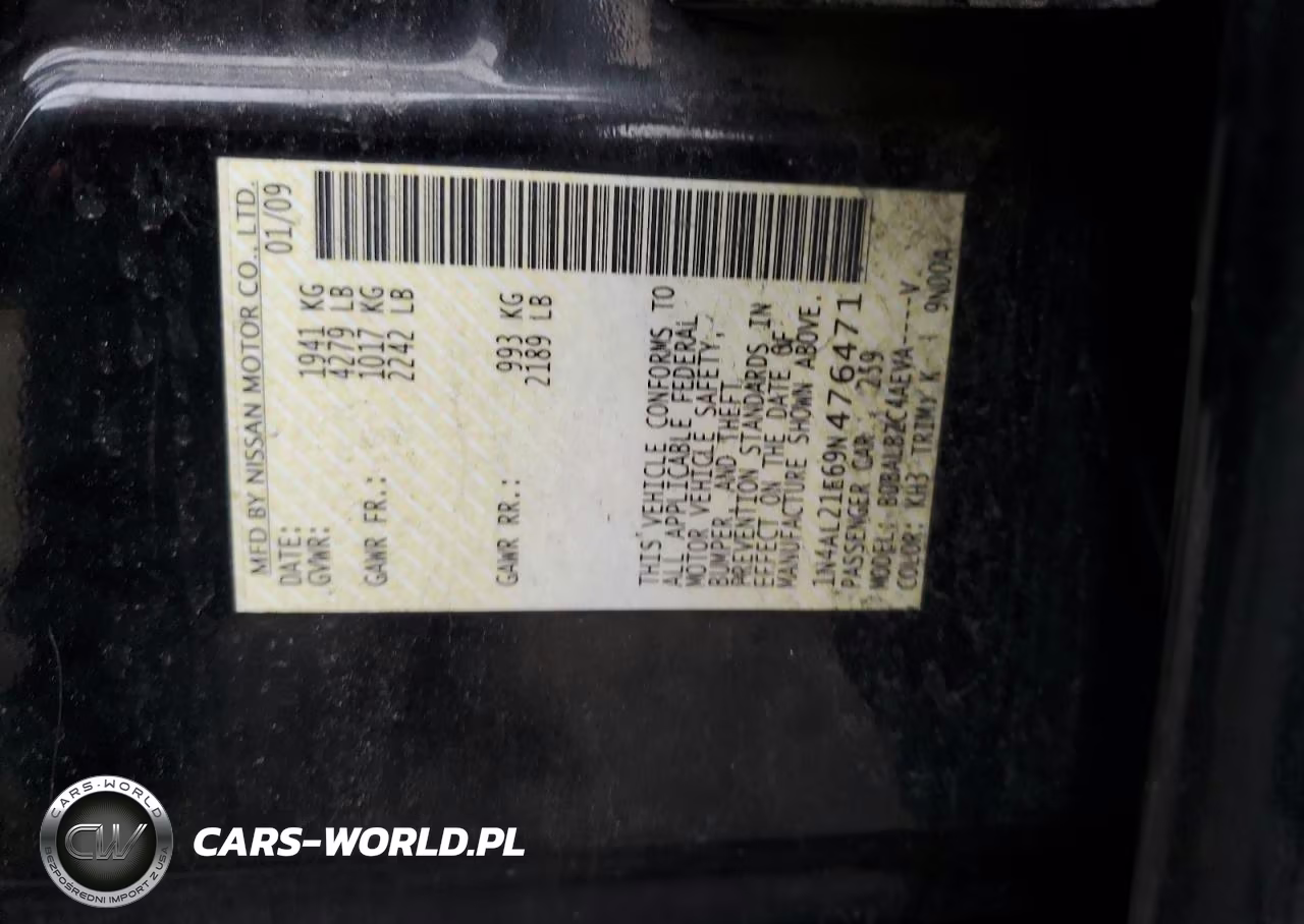 2009 Nissan Altima 2.5 VIN:1N4AL21E69N476471 - 12