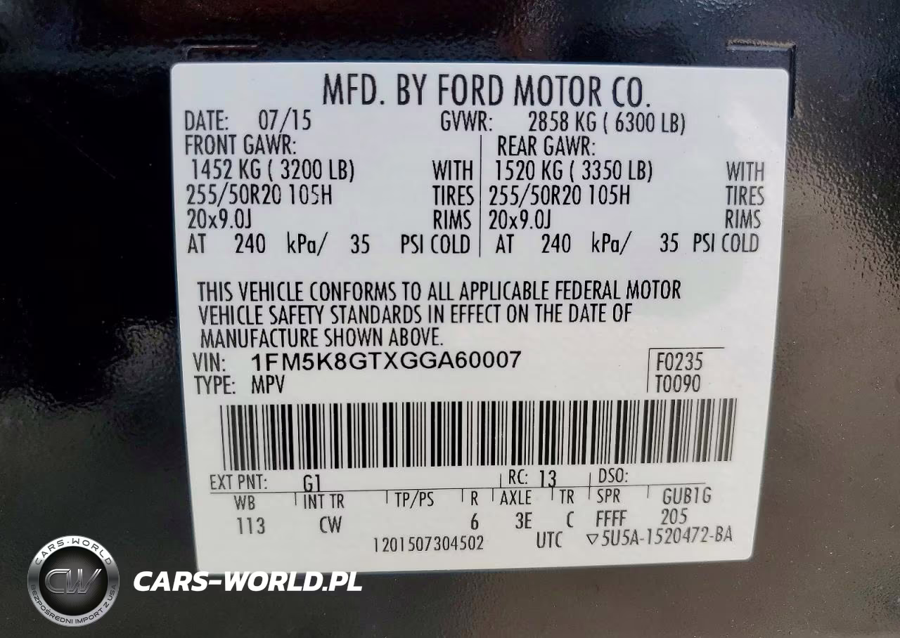 2016 Ford Explorer Sport VIN:1FM5K8GTXGGA60007 - 14