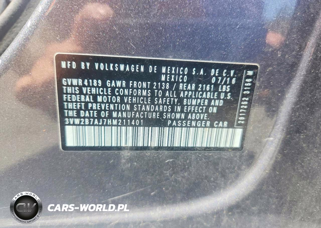 2017 Volkswagen Jetta S VIN:3VW2B7AJ7HM211401 - 12