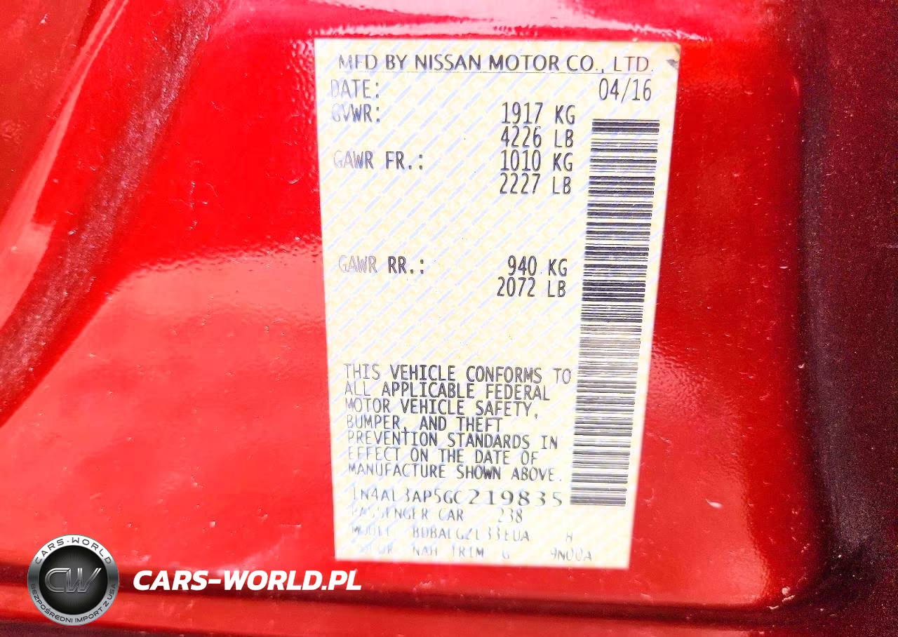 2016 Nissan Altima 2.5 S VIN:1N4AL3AP5GC219835 - 12