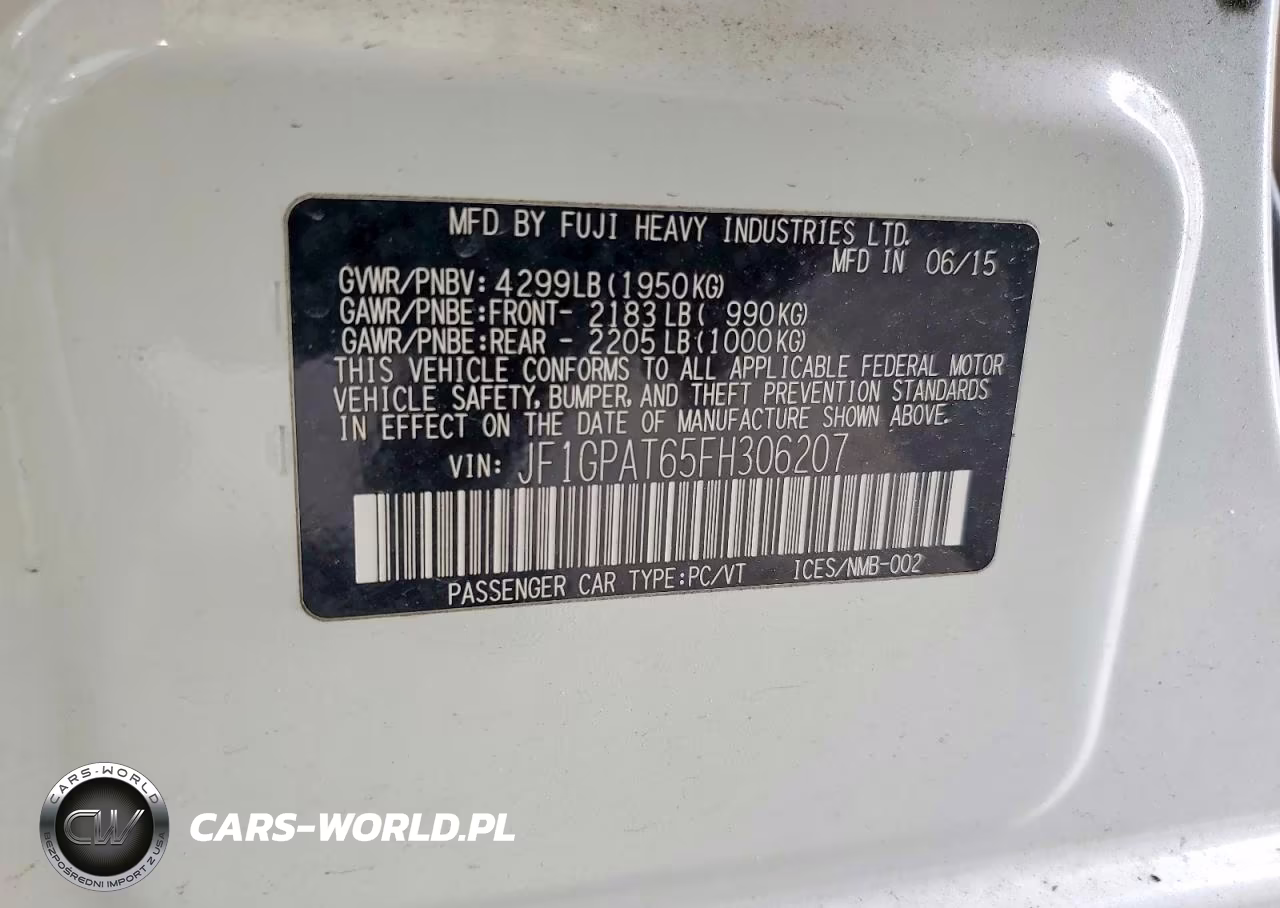 2015 Subaru Impreza Sport VIN:JF1GPAT65FH306207 - 12