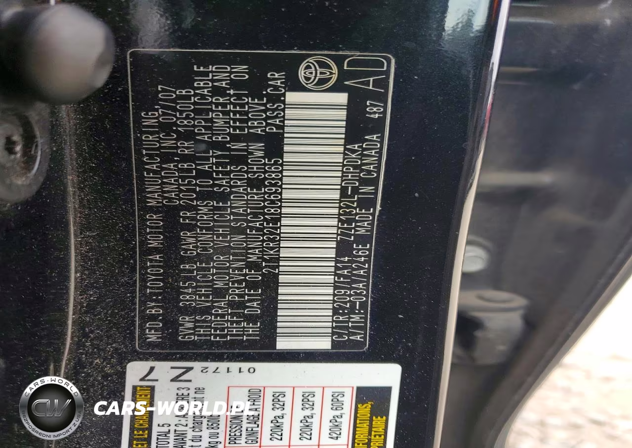 2008 Toyota Corolla Matrix Xr VIN:2T1KR32E18C693865 - 12