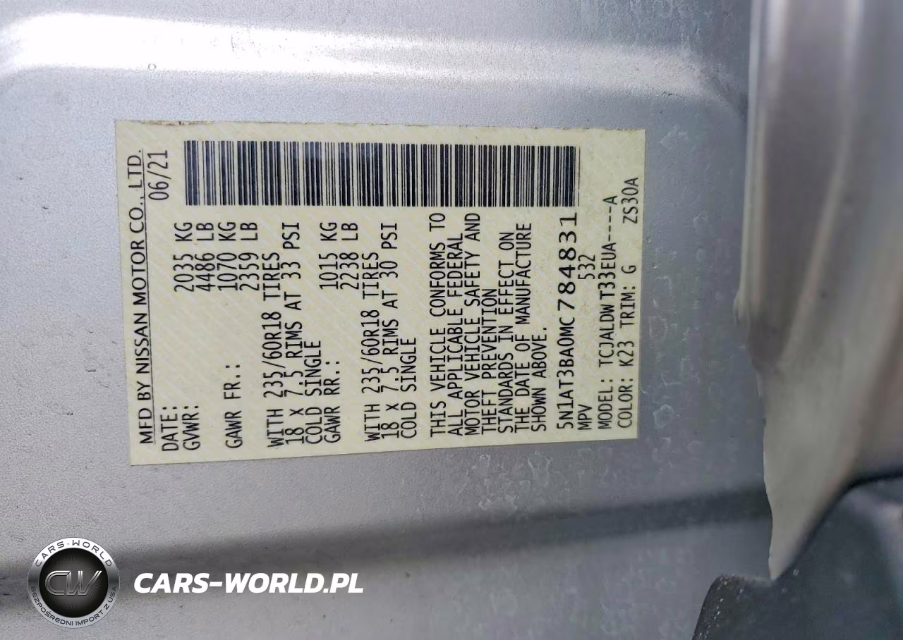 2021 Nissan Rogue Sv VIN:5N1AT3BA0MC784831 - 13