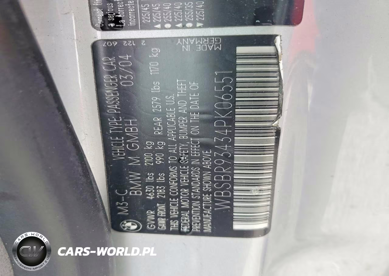 2004 BMW M3 VIN:WBSBR93434PK06551 - 12