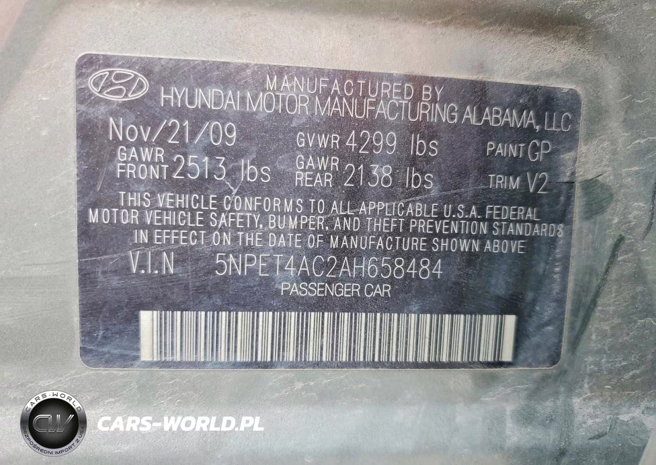 2010 Hyundai Sonata Gls VIN:5NPET4AC2AH658484 - 12