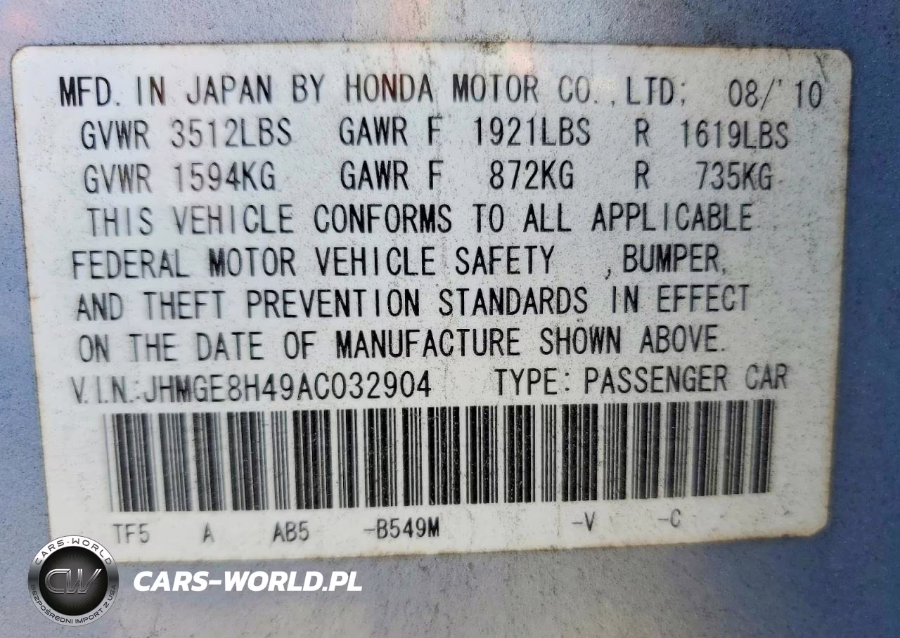 2010 Honda Fit Sport VIN:JHMGE8H49AC032904 - 12