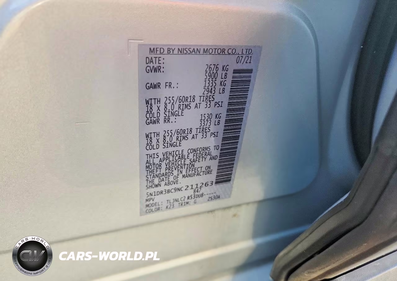 2022 Nissan Pathfinder Sv VIN:5N1DR3BC9NC211263 - 13