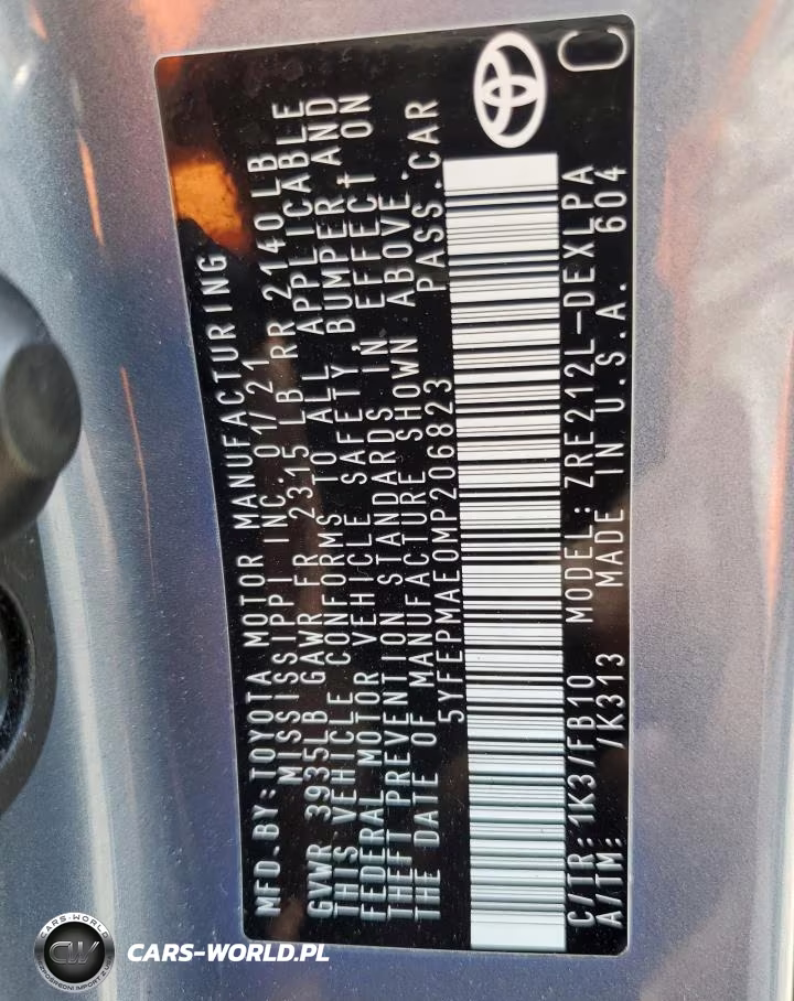 TOYOTA COROLLA LE VIN:5YFEPMAE0MP206823 - 12