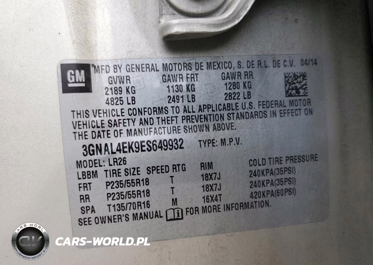 2014 Chevrolet Captiva Ltz VIN:3GNAL4EK9ES649932 - 12