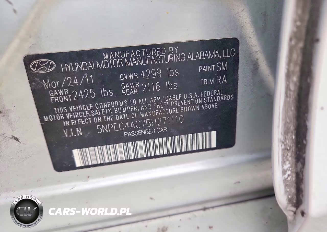 2011 Hyundai Sonata Se VIN:5NPEC4AC7BH271110 - 12